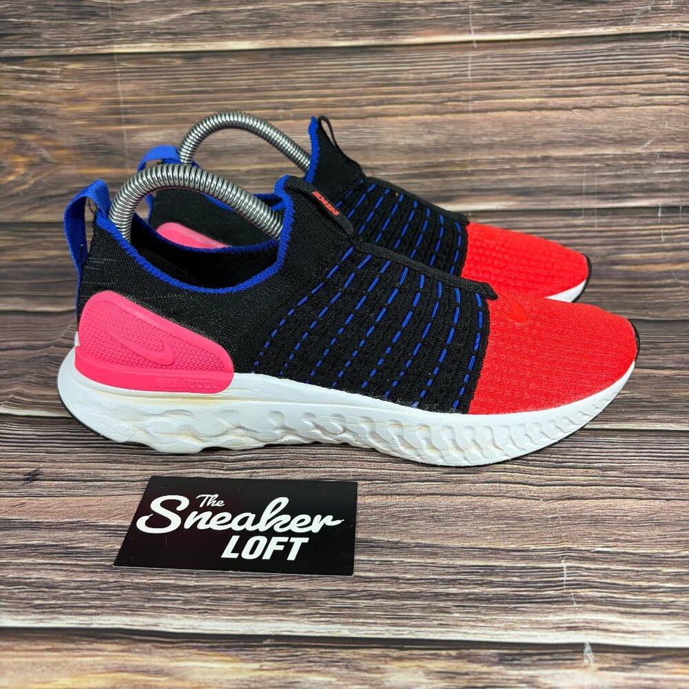 Nike React Phantom Run Flyknit 2 Black Hyper Pink Crimson Athletic Shoes 8.5